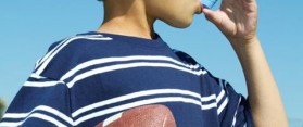 Football player using inhaler
