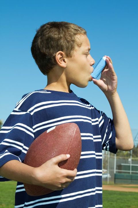 Football player using inhaler