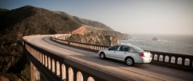 Car crossing Bixby bridge, Big Sur.
