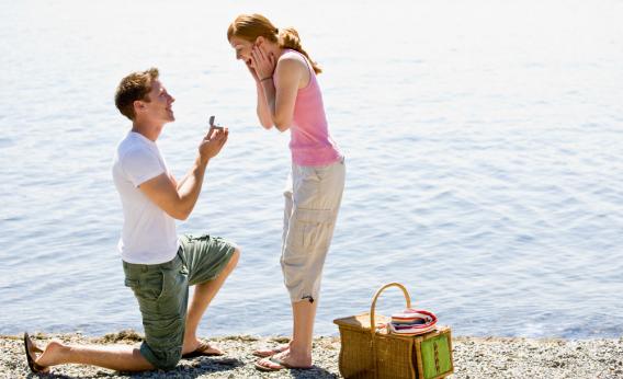 Man proposing woman
