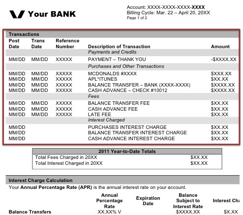 Credit Card Statement