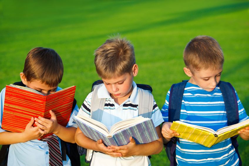 Boys studying