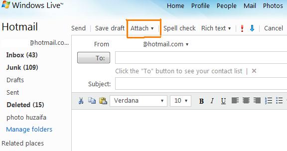 Attachment in Hotmail