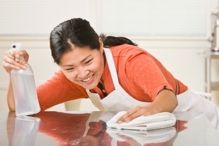 Cleaning a kitchen counter