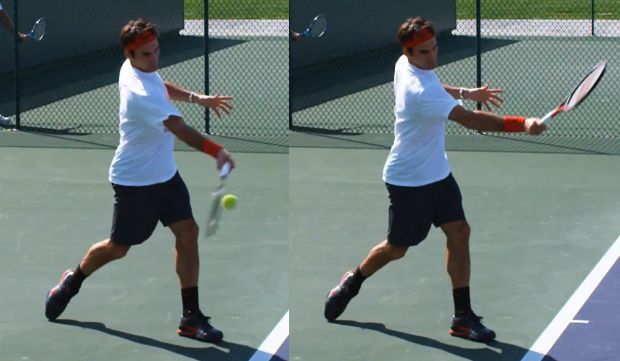 Roger Federer playing forehand stroke