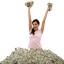 Woman happy to earn money
